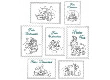 Stickserie - ITH Postkarten Stern über Bethlehem Line Art